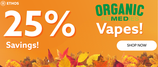 Cannabis Promo, Cannabis Sales, Cannabis Discounts, Cannabis on Sale, 20% OFF Organic Remedies Vapes! *NOT Stackable