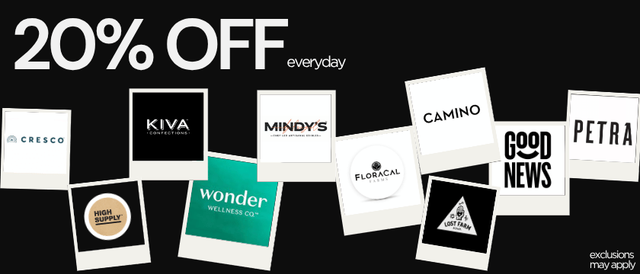Cannabis Promo, Cannabis Sales, Cannabis Discounts, Cannabis on Sale, Cresco Brands 20% Off Everyday