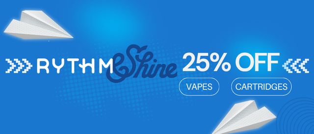 Cannabis Promo, Cannabis Sales, Cannabis Discounts, Cannabis on Sale, Rythm &Shine Carts Vapes 25% Off Everyday