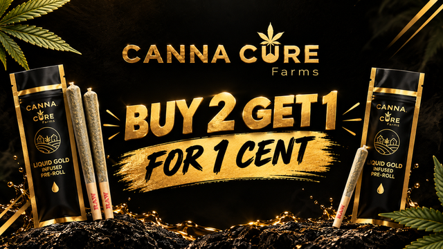 Cannabis Promo, Cannabis Sales, Cannabis Discounts, Cannabis on Sale, Canna Cure Pre Rolls Buy 2 get 1 for $.01