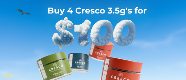 Cannabis Promo, Cannabis Sales, Cannabis Discounts, Cannabis on Sale, Buy 4 Cresco 3.5g's for $100