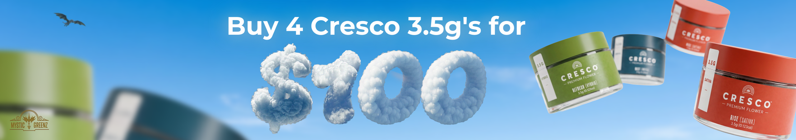 Cannabis Promo, Cannabis Sales, Cannabis Discounts, Cannabis on Sale, Buy 4 Cresco 3.5g's for $100