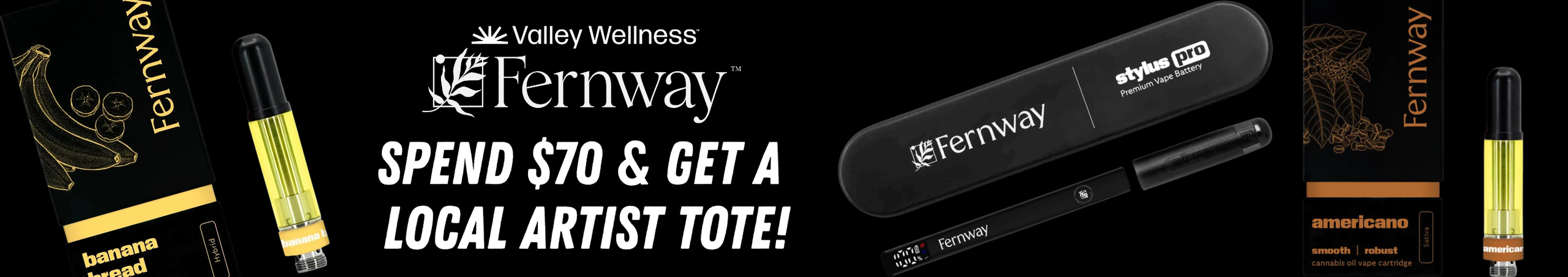Cannabis Promo, Cannabis Sales, Cannabis Discounts, Cannabis on Sale, Spend $70 on Fernway & Get a Local Artist Tote!