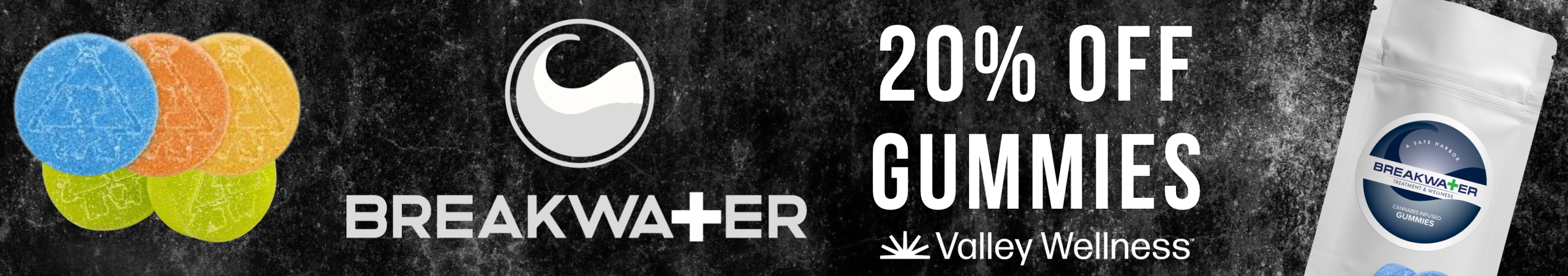 Cannabis Promo, Cannabis Sales, Cannabis Discounts, Cannabis on Sale, 20% Off Breakwater Gummies!