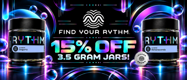 Cannabis Promo, Cannabis Sales, Cannabis Discounts, Cannabis on Sale, Rythm 15%