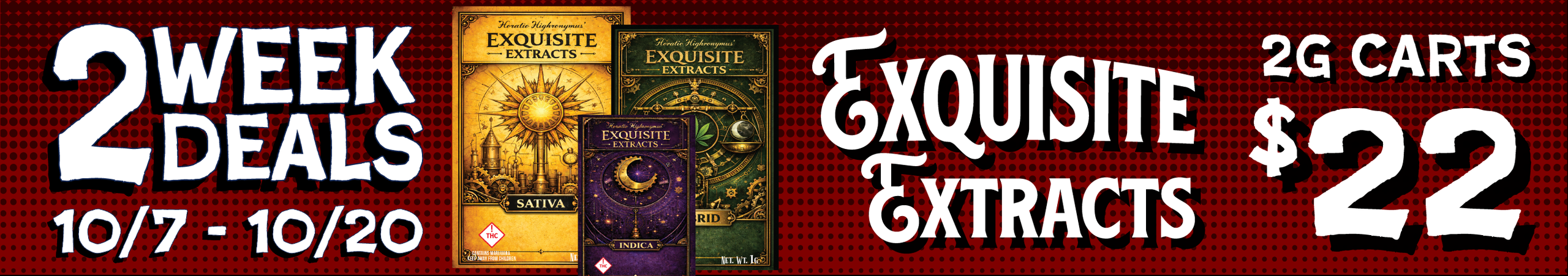 Cannabis Promo, Cannabis Sales, Cannabis Discounts, Cannabis on Sale, Exquisite Extracts 2G Carts — $22