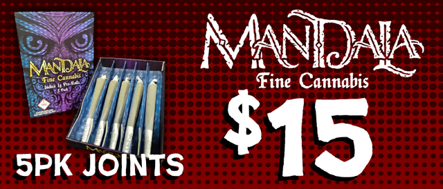 Cannabis Promo, Cannabis Sales, Cannabis Discounts, Cannabis on Sale, Mandala 5-pk Joints — $15