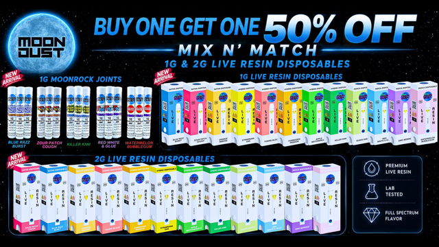 Cannabis Promo, Cannabis Sales, Cannabis Discounts, Cannabis on Sale, Moondust BOGO Mix 'n Match 50% off