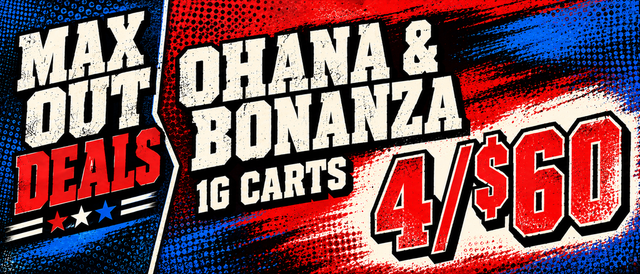 Cannabis Promo, Cannabis Sales, Cannabis Discounts, Cannabis on Sale, Bonanza/Ohana 1G CARTS — 4/$60