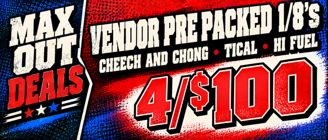 Cannabis Promo, Cannabis Sales, Cannabis Discounts, Cannabis on Sale, VENDOR PRE-PACK 1/8s  — 4/$100