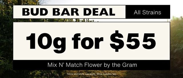 Cannabis Promo, Cannabis Sales, Cannabis Discounts, Cannabis on Sale, Bud Bar Mix N' Match: 10g for $55