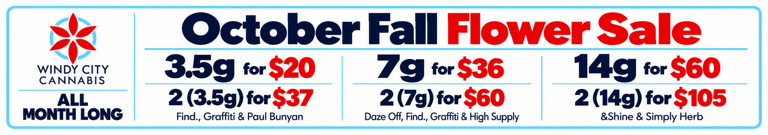 Cannabis Promo, Cannabis Sales, Cannabis Discounts, Cannabis on Sale, October Fall Flower Deals