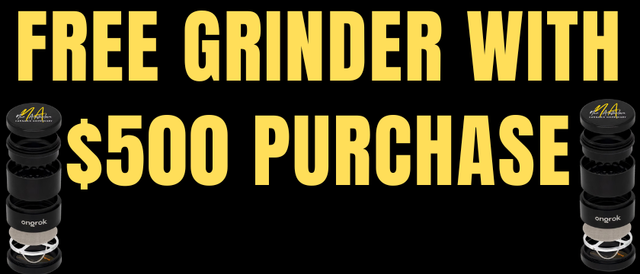 Cannabis Promo, Cannabis Sales, Cannabis Discounts, Cannabis on Sale, Free Ongrok Grinder with $500 Purchase