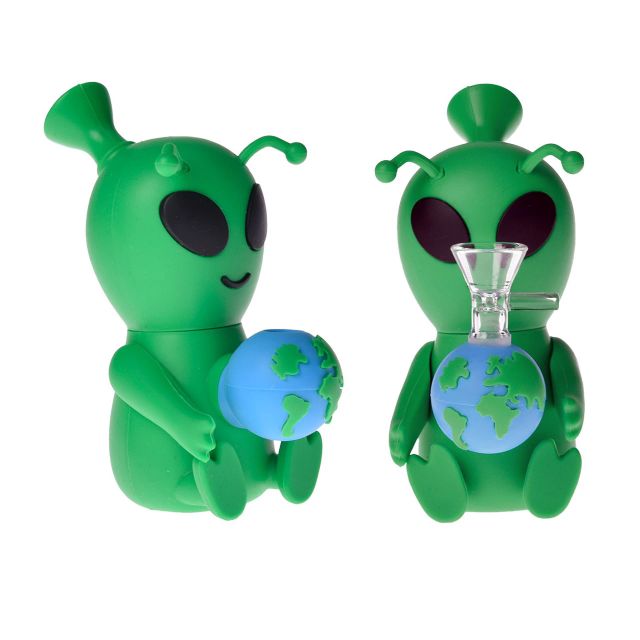 6" Silicone Alien Cosmic Hug Bubbler Water Pipe