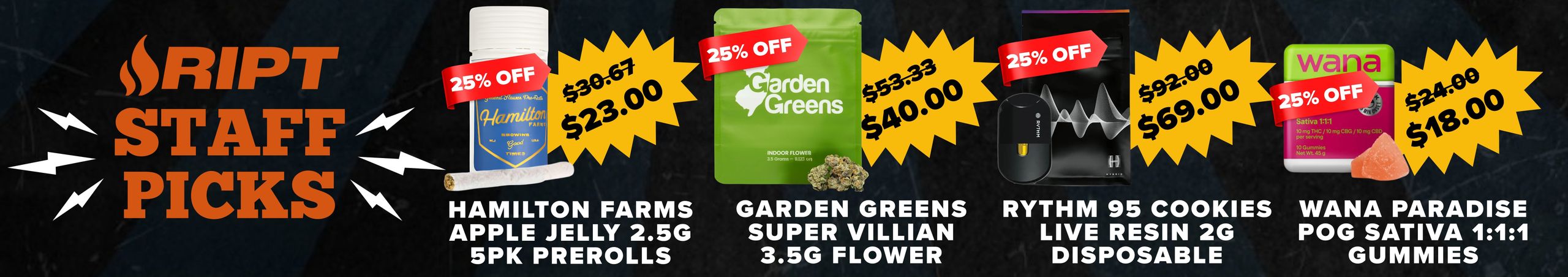 Cannabis Promo, Cannabis Sales, Cannabis Discounts, Cannabis on Sale, Staff picks