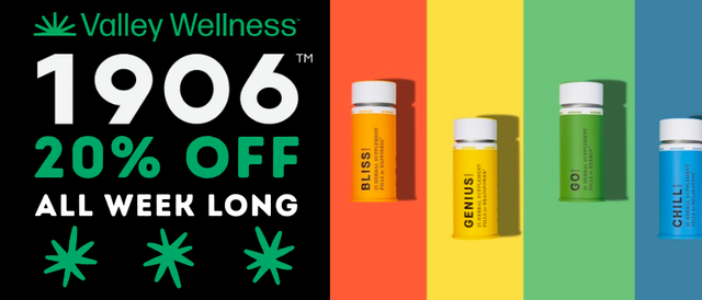 Cannabis Promo, Cannabis Sales, Cannabis Discounts, Cannabis on Sale, 20% Off 1906!