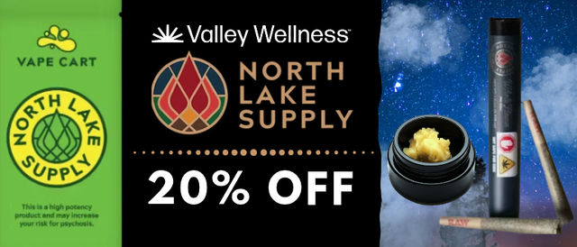 Cannabis Promo, Cannabis Sales, Cannabis Discounts, Cannabis on Sale, 20% Off North Lake Supply!