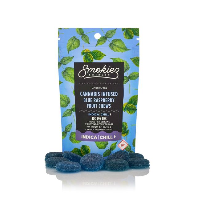 Sour Blue Raspberry Fruit Chews Smokiez