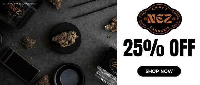 Cannabis Promo, Cannabis Sales, Cannabis Discounts, Cannabis on Sale, Nez: 25% Off