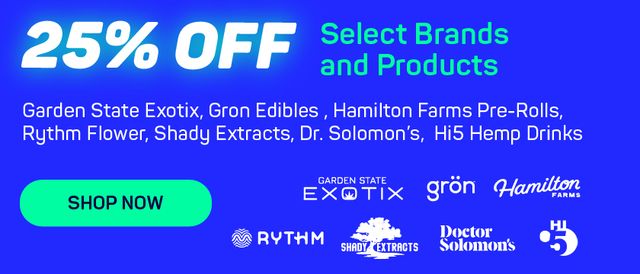 Cannabis Promo, Cannabis Sales, Cannabis Discounts, Cannabis on Sale, 25% OFF ALL Garden State Exotics Products