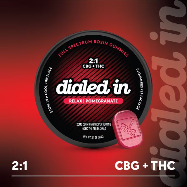 Pomegranate Relax 2:1 Solventless Rosin 10pk CBG:THC Dialed In Pomegranate Relax 2:1 Solventless Rosin 10pk CBG:THC Dialed In