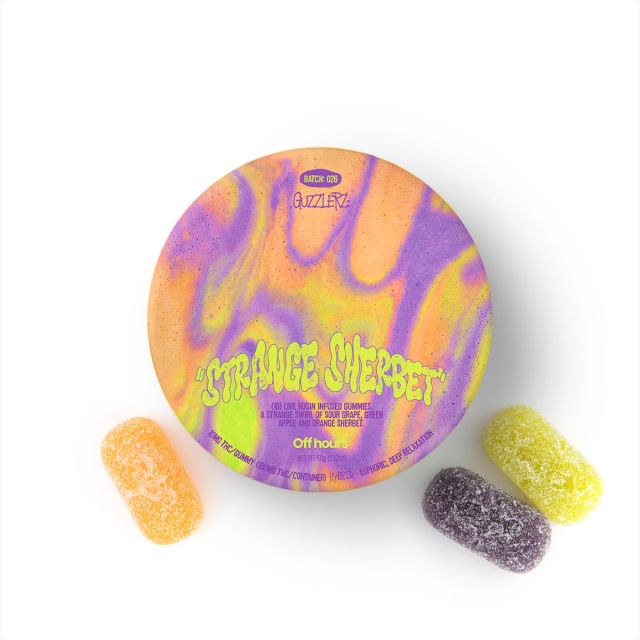 Guzzlerz Strange Sherbet 100mg Live Rosin Gummies Off Hours