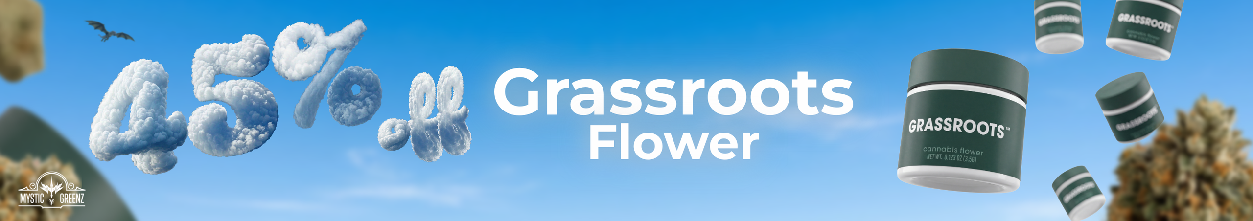 Cannabis Promo, Cannabis Sales, Cannabis Discounts, Cannabis on Sale, Grassroots Flower 45% Off