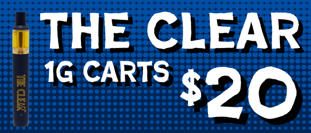 Cannabis Promo, Cannabis Sales, Cannabis Discounts, Cannabis on Sale, The Clear Carts 1G — $20