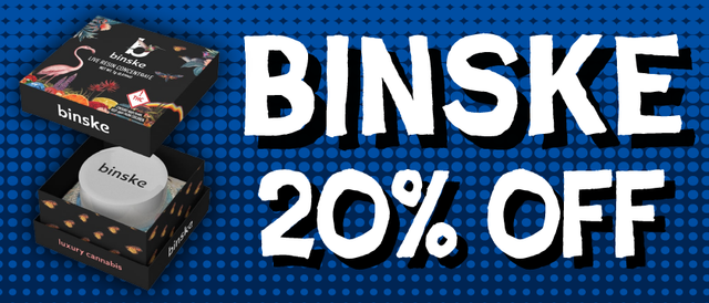 Cannabis Promo, Cannabis Sales, Cannabis Discounts, Cannabis on Sale, Binske Concentrates — 20% off