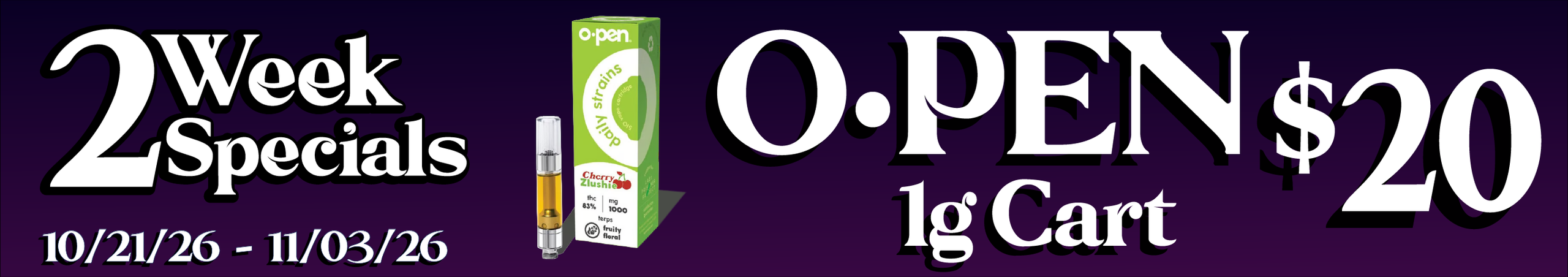 Cannabis Promo, Cannabis Sales, Cannabis Discounts, Cannabis on Sale, OPEN 1g carts — $20