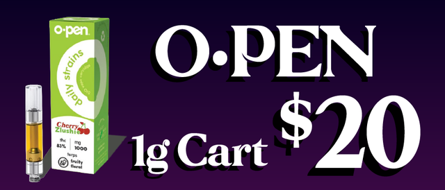 Cannabis Promo, Cannabis Sales, Cannabis Discounts, Cannabis on Sale, OPEN 1g carts — $20