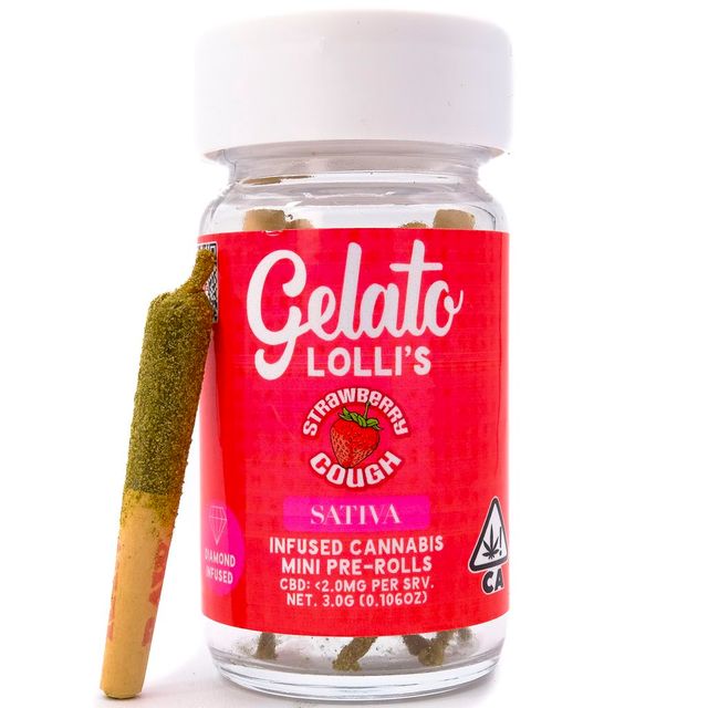 Strawberry Cough Lolli's Diamond Infused Mini Pre-Rolls 5 Gelato