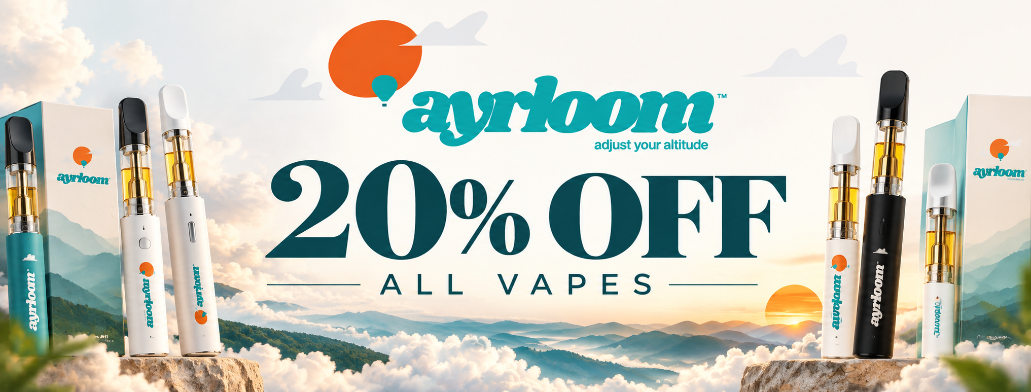 Cannabis Promo, Cannabis Sales, Cannabis Discounts, Cannabis on Sale, 20% ayrloom vapes